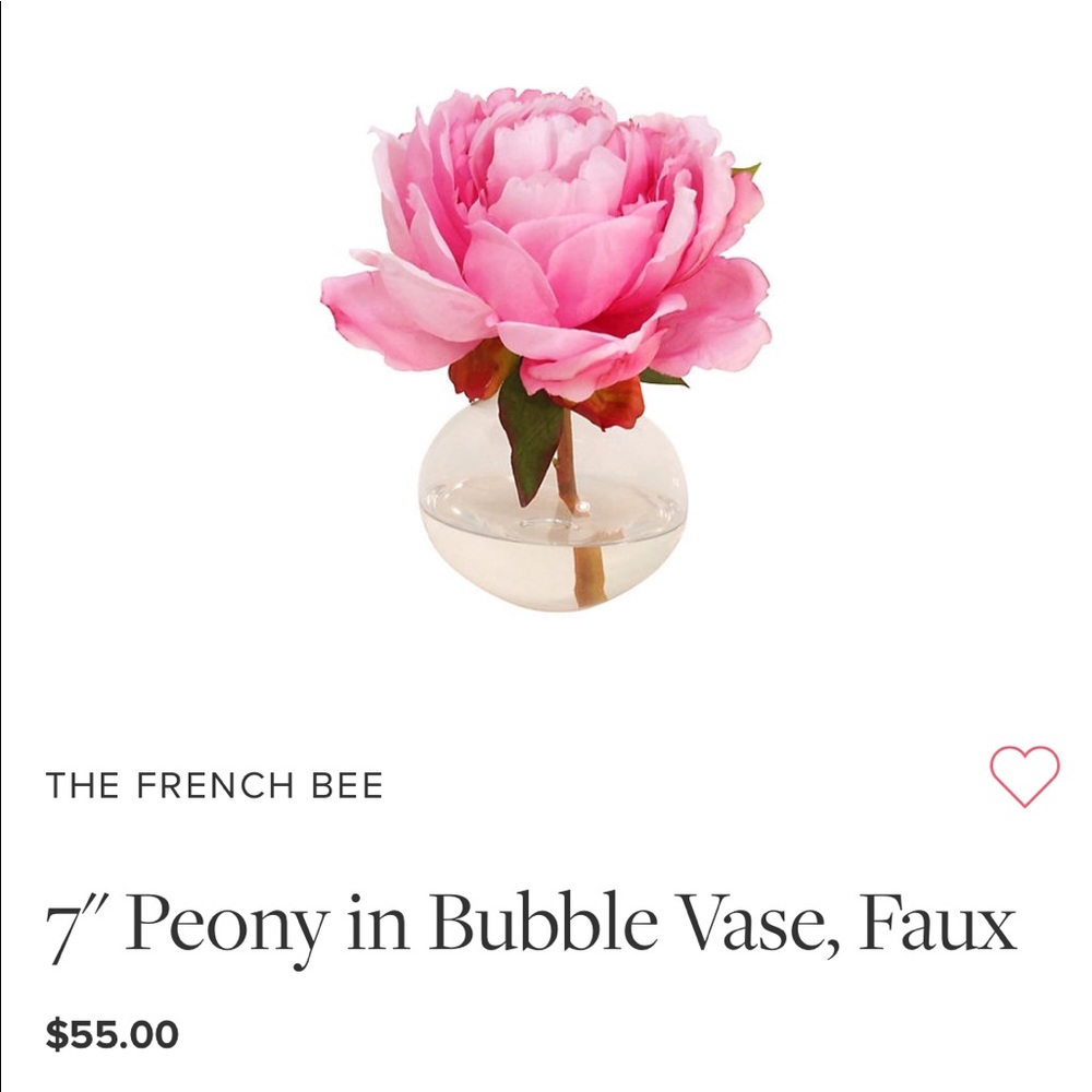 7" Faux Peony in Bubble Vase